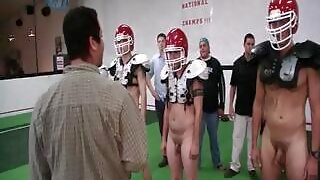 Students playing football naked for fraternity gays